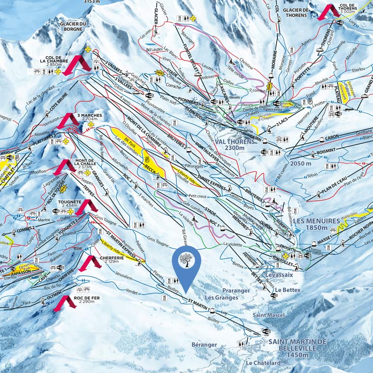 plan des pistes Les 3 Vallées